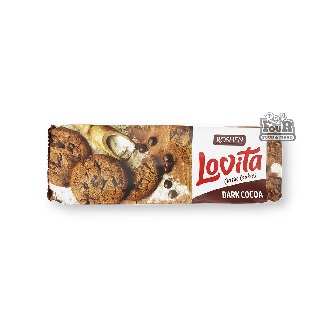 Печенье «Roshen Lovita Classic Cookies Темное какао» с шоколадной крошкой 150г